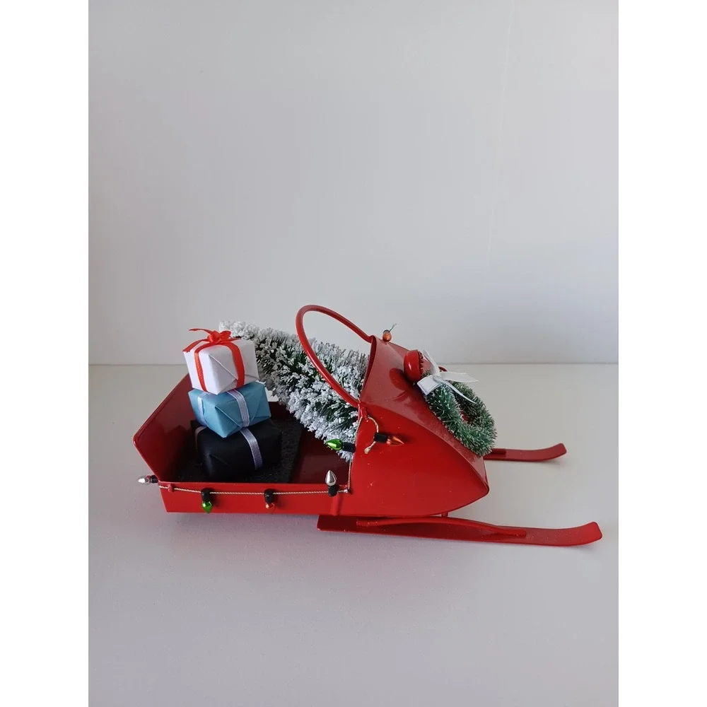 Christmas Sled With Christmas Tree And Presents Holiday Seasonal Decor Piece